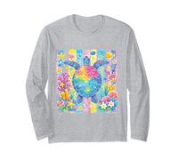Rainbow Sea Turtle Coral Reef Tropical Ocean Beach Artwork Long Sleeve T-Shirt