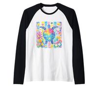 Rainbow Sea Turtle Coral Reef Tropical Ocean Beach Artwork Raglan Baseball Tee