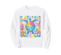 Rainbow Sea Turtle Coral Reef Tropical Ocean Beach Artwork Sweatshirt