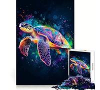 Rainbow Sea Turtle Jigsaw Puzzle for Adults 1000 Pieces Memory Boost Group Play Pattern Assembly Xmas Surprise (50x75cm)