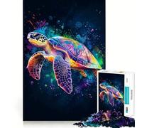 Rainbow Sea Turtle Jigsaw Puzzle for Adults 1000 Pieces Memory Boost Group Play Pattern Assembly Xmas Surprise (50x75cm)