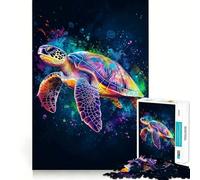 Rainbow Sea Turtle Jigsaw Puzzle for Teenagers 1000 Pieces Reason Skill Toy Calming Play Exact Cut Perfect Present (38x52cm)