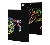 Rainbow Sea Turtle Neon Slim Case Compatible with iPad 10th 9th 8th 7th Generation 2022 2021 2020 2019 Protective Cover Stand