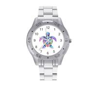 Rainbow Sea Turtle Tribal Tattoos Business Watches for Men Stainless Steel Strap Watch Casual Wrists Accessories Boyfriend Father Gift