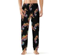 Rainbow Seahorse Men's Pajama Pants Sleepwear Bottoms Soft Lounge Pants Printed Long Pant
