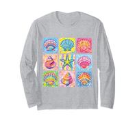 Rainbow Seashell Starfish Coastal Beach Summer Ocean Artwork Long Sleeve T-Shirt