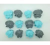 Rainbow Sensation 40 x Mini Elephant Soaps - Scented - Baby Shower Game Prize Christening Favours (Blue & Grey)