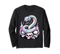 Rainbow Serpent Coiled On Skulls Long Sleeve T-Shirt