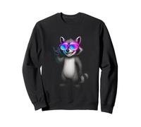 Rainbow Shades Raccoon Rock Hand Cartoon Spotlight Vibes Art Sweatshirt