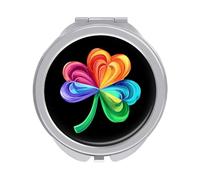 Rainbow Shamrock Irish Gay Proud Compact Travel Makeup Mirror 2-Sided Portable Folding Handheld Small Mirror for Travel Essential