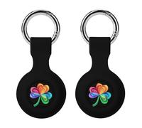 Rainbow Shamrock Irish Gay Proud Keychain Holder Case Compatible with AirTag Waterproof Silicone Shell Protective Case 2PCS
