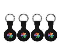 Rainbow Shamrock Irish Gay Proud Keychain Holder Case Compatible with AirTag Waterproof Silicone Shell Protective Case 4PCS