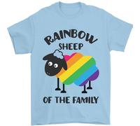 Rainbow Sheep Funny Gay Pride Day LGBT Mens T-Shirt 100% Cotton Light Blue L