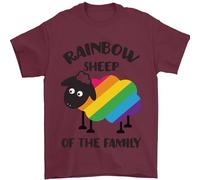 Rainbow Sheep Funny Gay Pride Day LGBT Mens T-Shirt 100% Cotton Maroon L