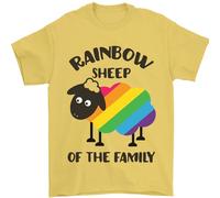 Rainbow Sheep Funny Gay Pride Day LGBT Mens T-Shirt 100% Cotton Yellow XL