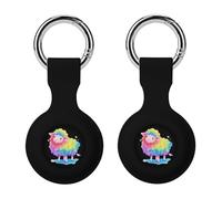 Rainbow Sheep Lgbtq Proud Keychain Holder Case Compatible with AirTag Waterproof Silicone Shell Protective Case 2PCS