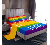 Rainbow Sheets Set King Size Colorful Stripe Bed Sheet Set for Women Men Adults Teens Bedroom Rainbow Multicolor Sheets with Deep Pocket Fitted Sheet Brigt Love Bed Set
