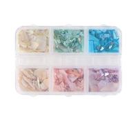 Rainbow Shell Nails Art Decoration 6 Colours Hypoallergenic Non-Toxic Materials Friendly Craft Sets for Professional Manicure at Home Shimmer Nail Art Accessories