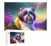 Rainbow Shih Tzu Dog Jigsaw Puzzle, 1000 PCS, Indoor Activity for The Home, A Rewarding Pastime for Dedicated Jigsaw Fans, at Home