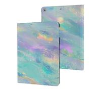 Rainbow Shining Marble Neon Glitter Slim Protective Case Auto Wake Sleep Cover Kickstand Compatible with ipad 2017/2018/Air1/Air2 (9.7in)