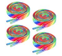 Rainbow Shoe Laces, 2 Pairs 47" Colorful Striped Shoelaces for Sneakers Flat Rainbow Shoe Strings for Canvas Sport Shoes