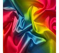 Rainbow Silky Satin Liquid Fabric Printed Luxury Dress Craft Decoration Drape Dancewear Fabric Material | 60" - 150cm Wide (per Half Metre, Rainbow)