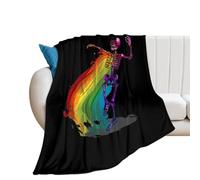 Rainbow Skeleton LGBT Flag Pride Throw Blanket for Couch Soft Warm Flannel Bed Blankets for All Seasons 60"*80"（150 * 200cm）