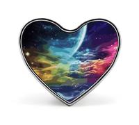 Rainbow Sky And Moon Heart Shape Lapel Pin Personalized Pinback Button Badges Retro Punk Button Pin Kawaii Heart Badges for Men Women Clothes Bags Hats & Gift