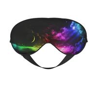Rainbow Sky and Moon Sleep Mask Night's Sleep Soft Eye Mask Adjustable Strap Works Nap Position Sleeping Aid