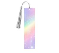 Rainbow Sky Bookmark Galaxy Star Wooden Bookmark with Tassel Book Mark for Women Men Reading Page Markers Gifts for Book Lovers