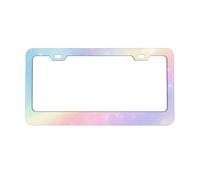 Rainbow Sky License Plate Frames 2pcs, Galaxy Star Rust-Proof Aluminum Universal Car Tag Frame with Screw Caps for Vehicles Trucks Vans SUVs 12 x 6 Inch