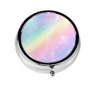 Rainbow Sky Small Pill Box 3 Compartment Portable Pill Box for Purse Pocket Galaxy Star Mini Medicine Organiser for Daily Vitamin Fish Oil Storage
