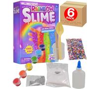 Rainbow Slime Kit for Kids Creative Craft Set with Colourful Glitter Glue Powder Beads DIY Activity Sensory Play Art Toy Includes Mixing Tools Fun Gift 6 Pack - Electoys