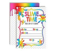 Rainbow Slime Time Themed Birthday Party Invitations, 20 5x7 Fill In Cards with Twenty White Envelopes by AmandaCreation
