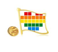 Rainbow Small Box Heart LGBT Golden Metal Flag Lapel Pin Badge