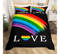 Rainbow Small Double Duvet Set Bedding Set 155x220 3D Print English Alphabet Duvet Small Double Cover Set Soft Microfiber Zippered Quilt Cover Teens and 2 Pillowcases M.1887