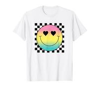 Rainbow Smile Face Shirt Cute Checkered Smiling Happy Face T-Shirt
