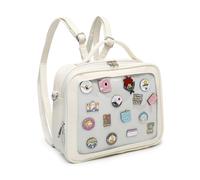 RAINBOW SMILE Ita Backpack Crossbody Bag - Kawaii Pin Display Denim PU Messenger Shoulder Bag, 35-beige