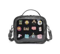 RAINBOW SMILE Ita Bag Kawaii Crossbody Purse Bag Messenger Clear Shoulder Bags Pin Display Bag, Black/Crocodile