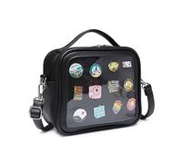 RAINBOW SMILE Ita Crossbody Purse - Kawaii Clear Shoulder Bags with Pin Display, Black