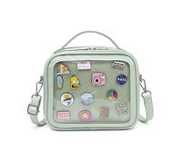 RAINBOW SMILE Ita Kawaii Crossbody Purse - Clear Shoulder Bag with Pin Display, Green