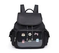 RAINBOW SMILE Kawaii Oxford Ita Bag Backpack, Black
