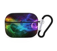 Rainbow Smoke AirPods Pro Case Cover with Keychain Ring PC Hard Shell Protective Case for AirPods Pro 2nd for Women Men Generation Easy Open Full Drop Protection Cover Black-Style