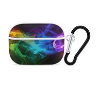 Rainbow Smoke AirPods Pro Case Cover with Keychain Ring PC Hard Shell Protective Case for AirPods Pro 2nd for Women Men Generation Easy Open Full Drop Protection Cover White-Style