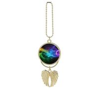 Rainbow Smoke Car Hanging Ornament Rear View Mirror Pendant Lucky Presents Hanging Ornament Funny Car Pendant for Office Auto Home Decoration Golden-style
