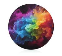 Rainbow Smoke Cutting Board for Kitchen Mini Cheese Chopping Board Round Tempered Glass Chopping Block for Picnic Cutting Pizza Meat Fruit(7.9 Inch)