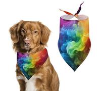 Rainbow Smoke Dog Bandana Triangle Dog Scarf Washable Polyester Dog Bibs Cute Pet Bandana for Medium Large Dogs Puppy and Cats
