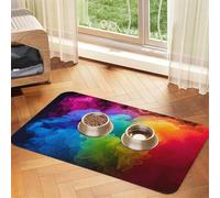 Rainbow Smoke Dog Food Mats for Floors, 16x24 Inch Non-Slip Super Absorbent Pet Food Mat, Dishwasher Dog Mat for Food and Water, Cute Rubber Quick Dry Pet Feeding Mat for Dogs Puppy Cats