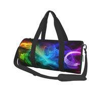 Rainbow smoke Duffle Bag for Women Men Personal Item Travel Bag Canvas Weekender Overnight Bag Lightweight Sports Tote Gym Bag Carry On Luggage Bag, Black, One Size