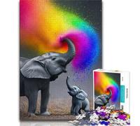 Rainbow Smoke Elephant 1000 Piece Jigsaw Puzzles for Teenagers,Family Game Stress Reliever Difficult Challenge Artists Collection,Fine Art 38x26cm